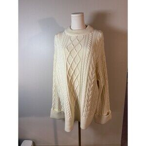 Josephine HJ Women’s Large Cable Knit Sweater Cream